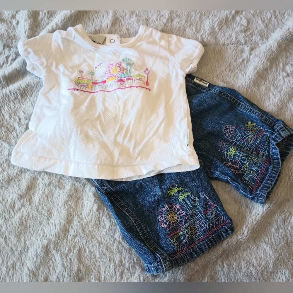 Vintage Osh Kosh B'Gosh Carnival Themed Embroidered Outfit Size 3-6 Months